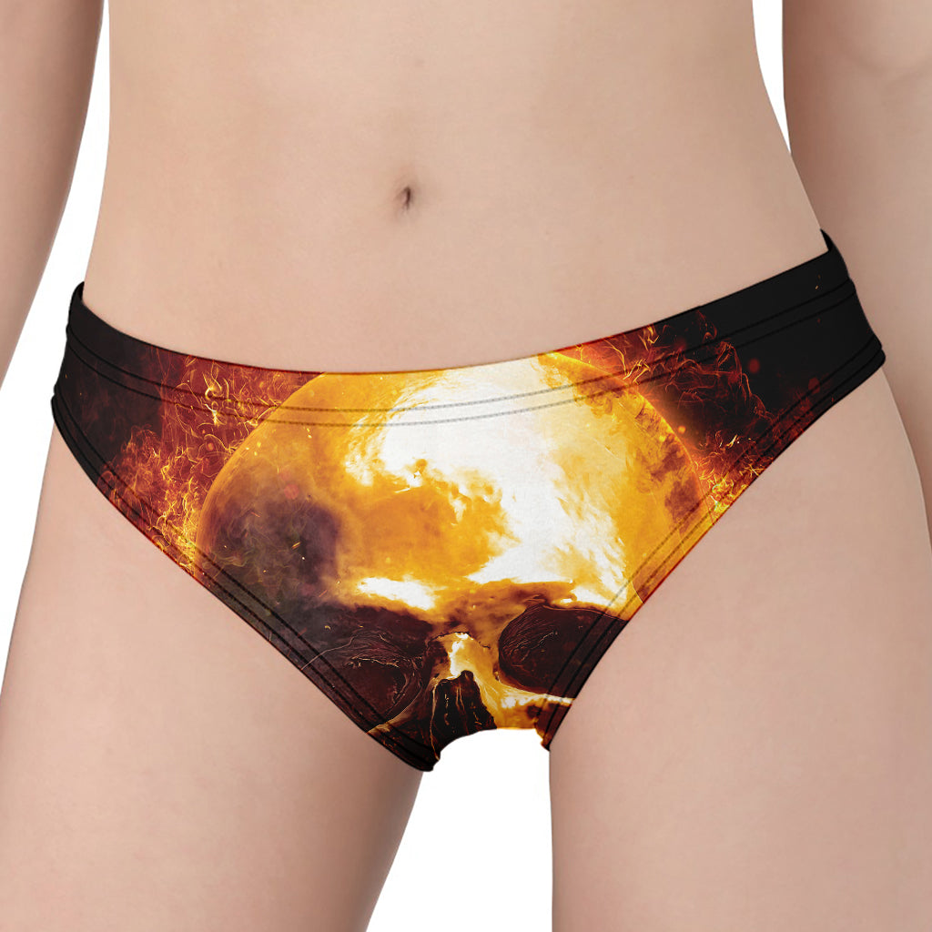 Skull In Flames Print Women's Panties