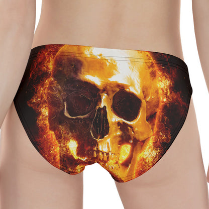 Skull In Flames Print Women's Panties