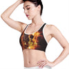 Skull In Flames Print Women's Sports Bra