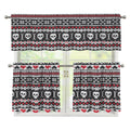 Skull Knitted Pattern Print 3 Piece Kitchen Curtains