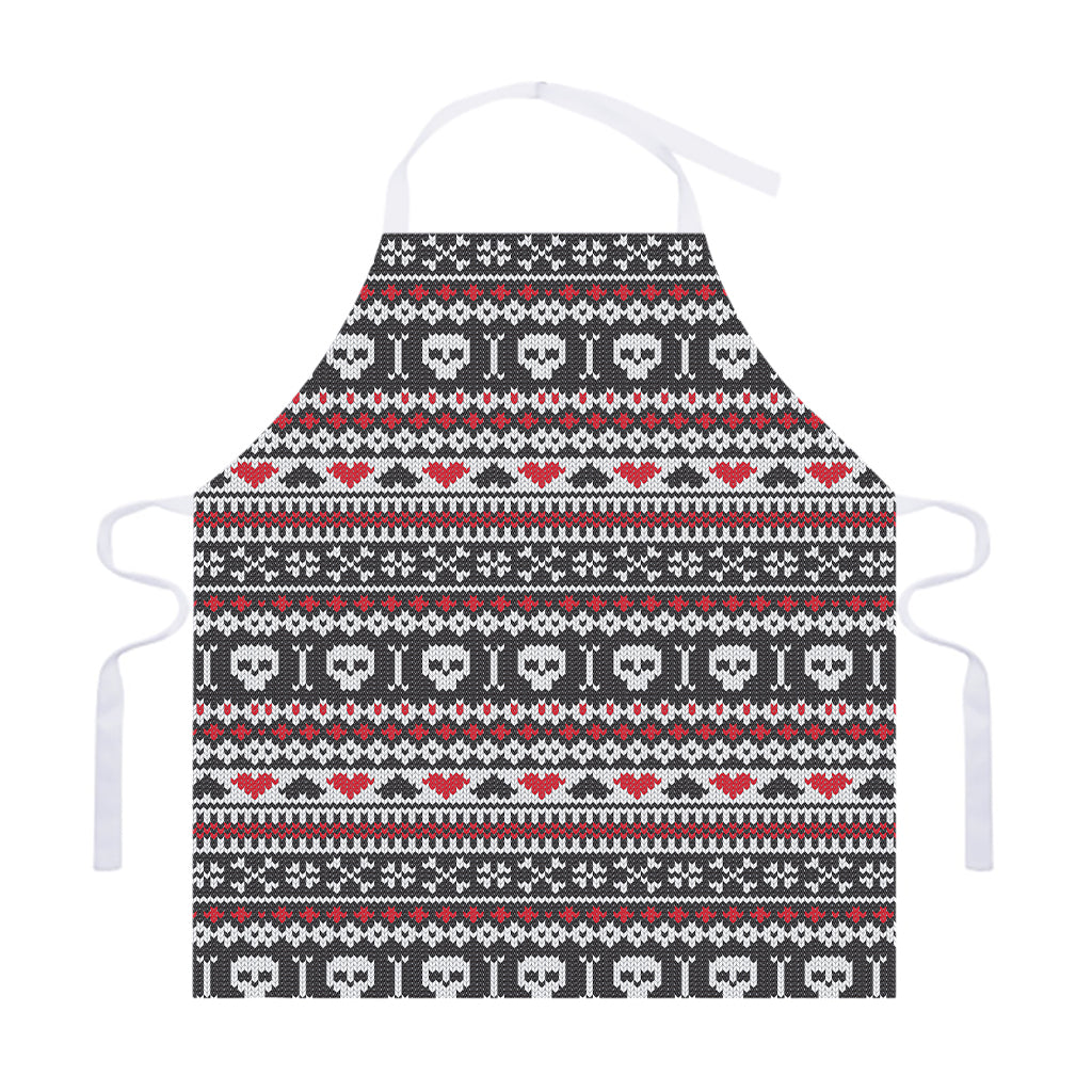 Skull Knitted Pattern Print Adjustable Apron