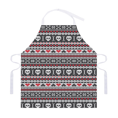 Skull Knitted Pattern Print Adjustable Apron
