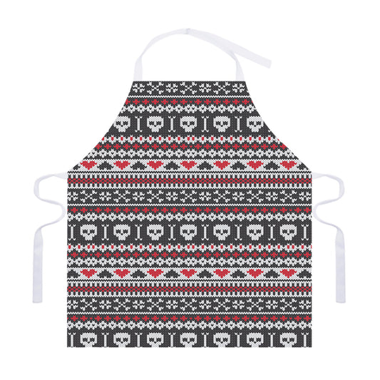 Skull Knitted Pattern Print Adjustable Apron