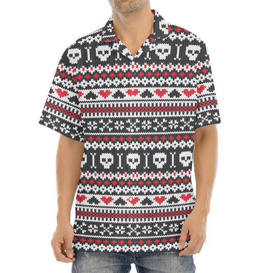 Skull Knitted Pattern Print Aloha Shirt