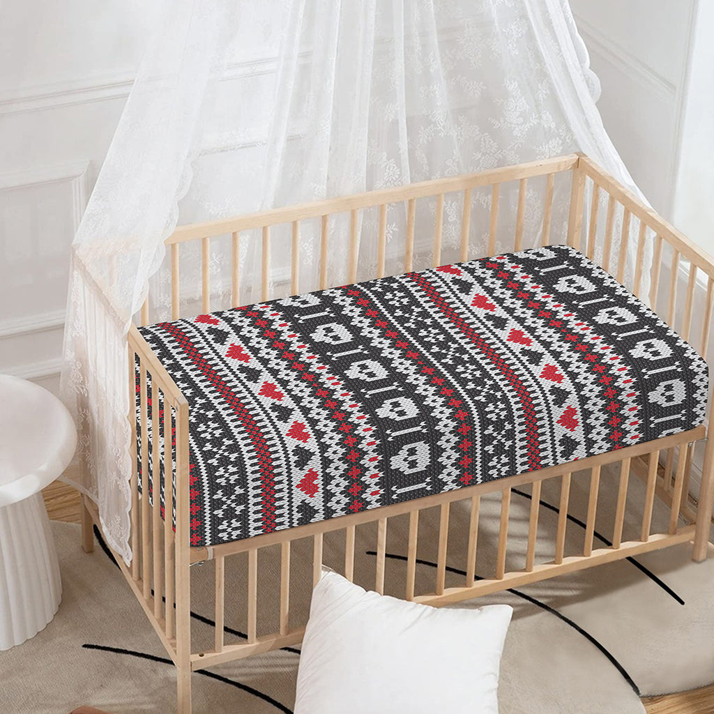 Skull Knitted Pattern Print Baby Crib Sheet