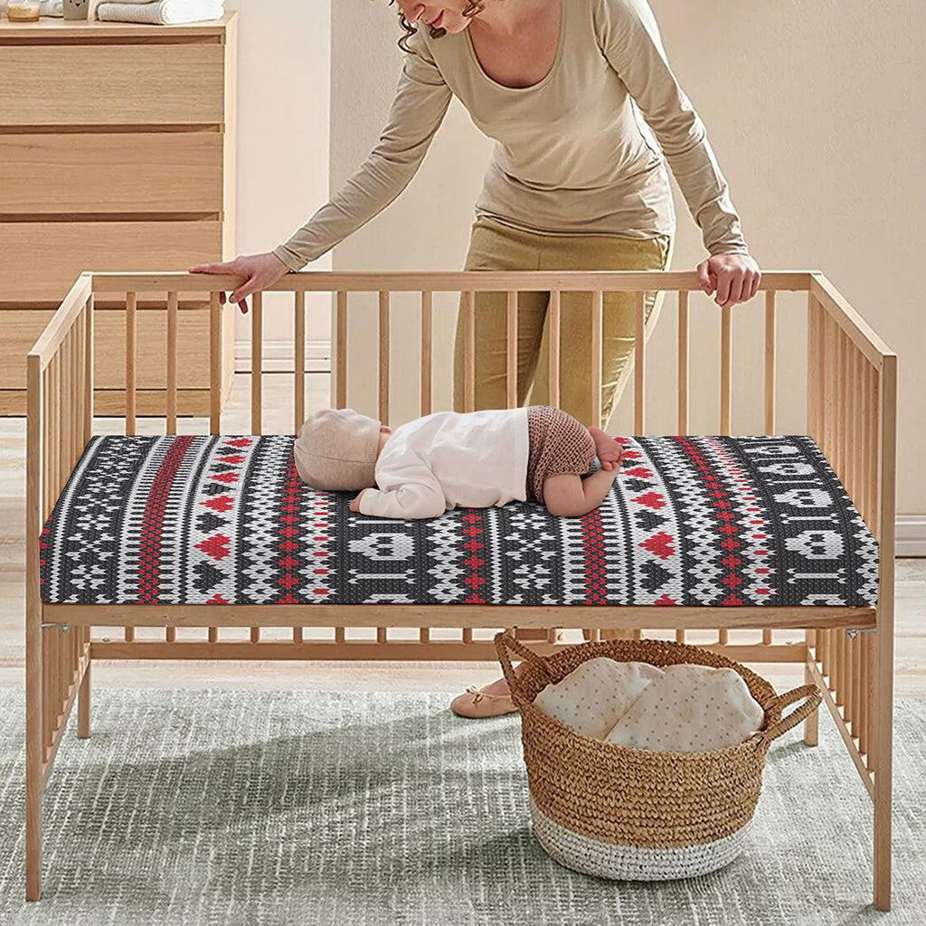 Skull Knitted Pattern Print Baby Crib Sheet