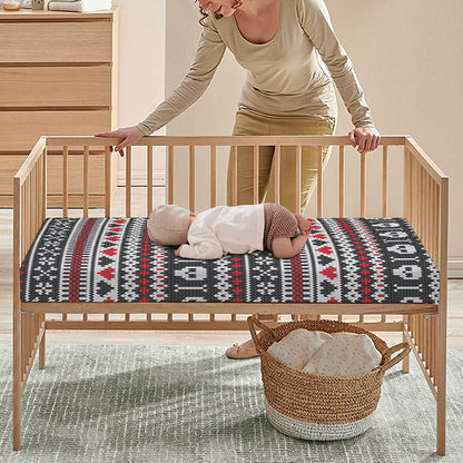 Skull Knitted Pattern Print Baby Crib Sheet
