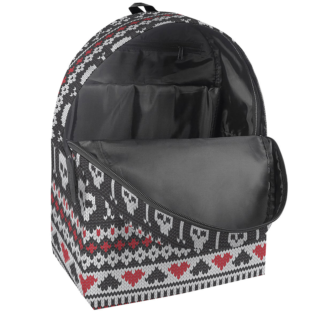 Skull Knitted Pattern Print Backpack