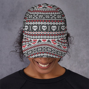 Skull Knitted Pattern Print Baseball Cap