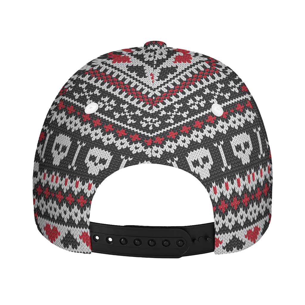 Skull Knitted Pattern Print Baseball Cap