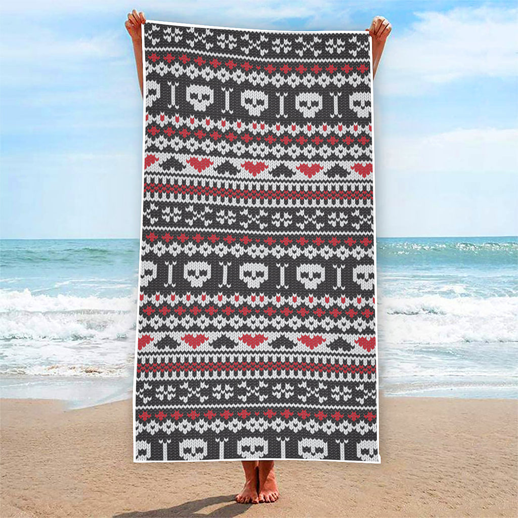 Skull Knitted Pattern Print Beach Towel