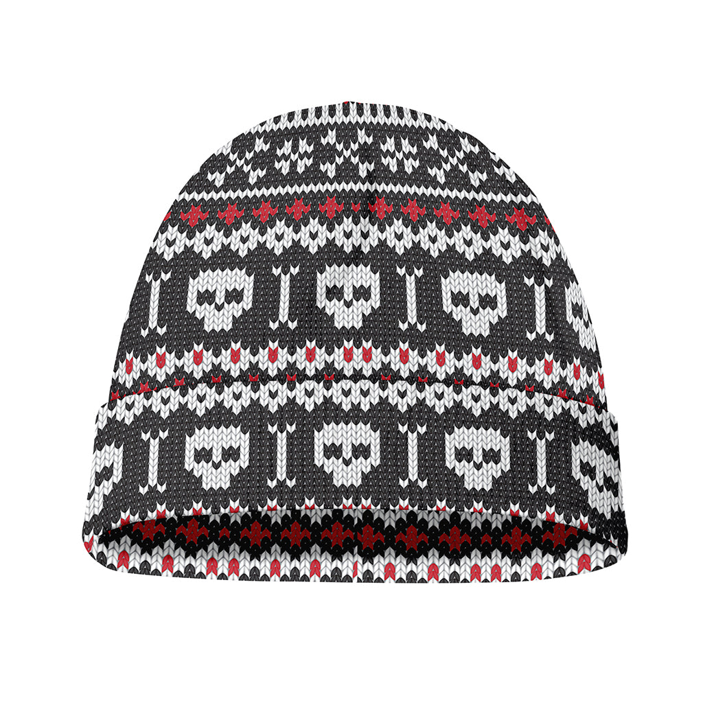Skull Knitted Pattern Print Beanie