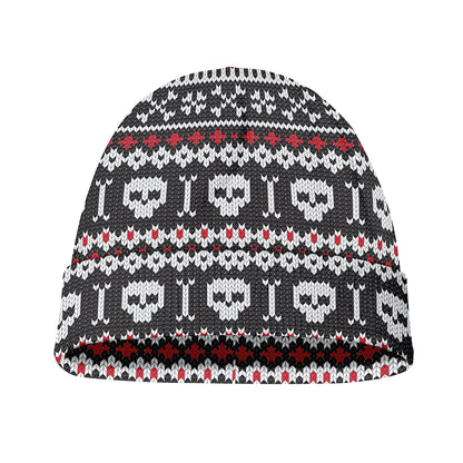 Skull Knitted Pattern Print Beanie