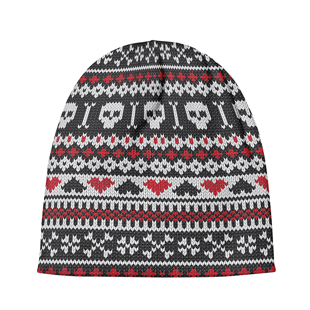 Skull Knitted Pattern Print Beanie