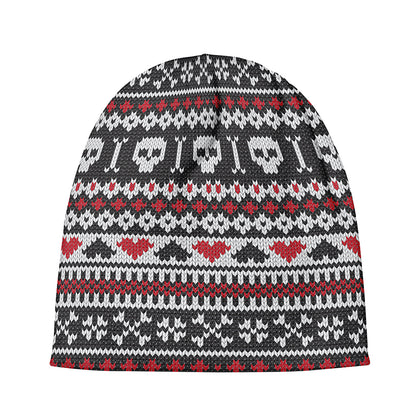 Skull Knitted Pattern Print Beanie