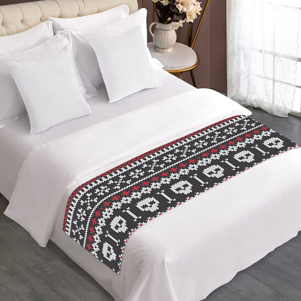 Skull Knitted Pattern Print Bed Runner