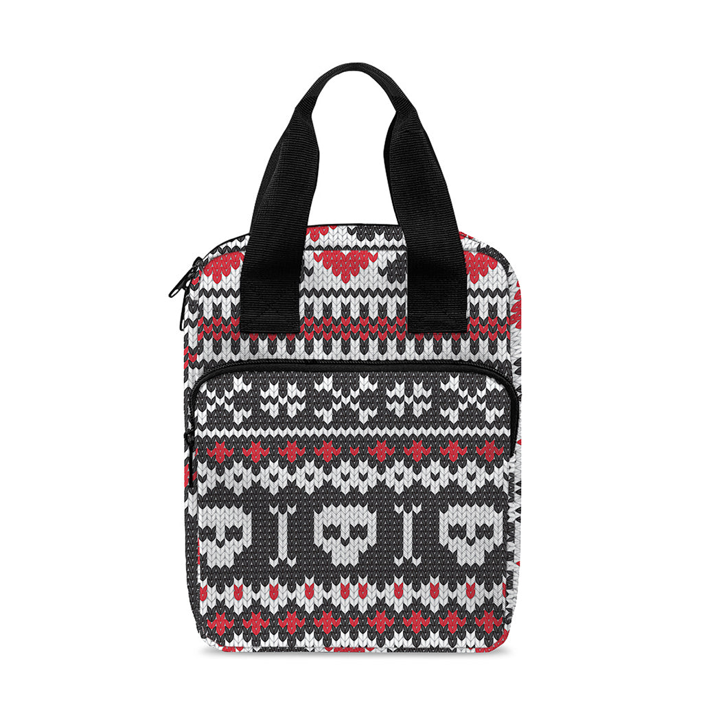 Skull Knitted Pattern Print Bible Tote Bag
