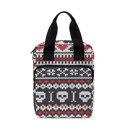Skull Knitted Pattern Print Bible Tote Bag