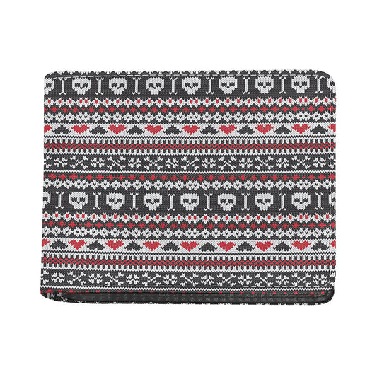 Skull Knitted Pattern Print Bifold Wallet