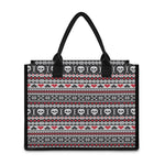 Skull Knitted Pattern Print Canvas Tote Bag