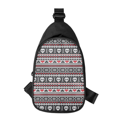 Skull Knitted Pattern Print Chest Bag