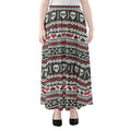 Skull Knitted Pattern Print Chiffon Maxi Skirt
