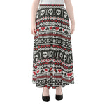 Skull Knitted Pattern Print Chiffon Maxi Skirt