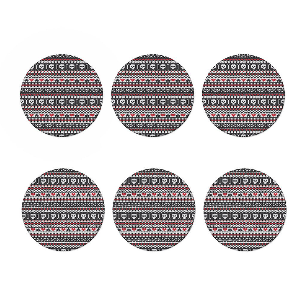 Skull Knitted Pattern Print Coaster Set