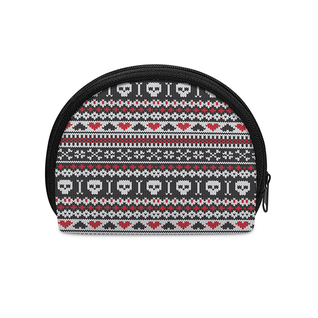 Skull Knitted Pattern Print Coin Purse