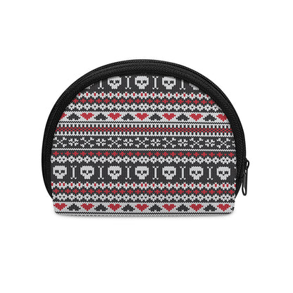 Skull Knitted Pattern Print Coin Purse