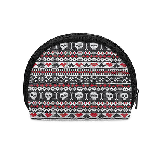 Skull Knitted Pattern Print Coin Purse