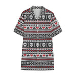 Skull Knitted Pattern Print Cotton Hawaiian Shirt