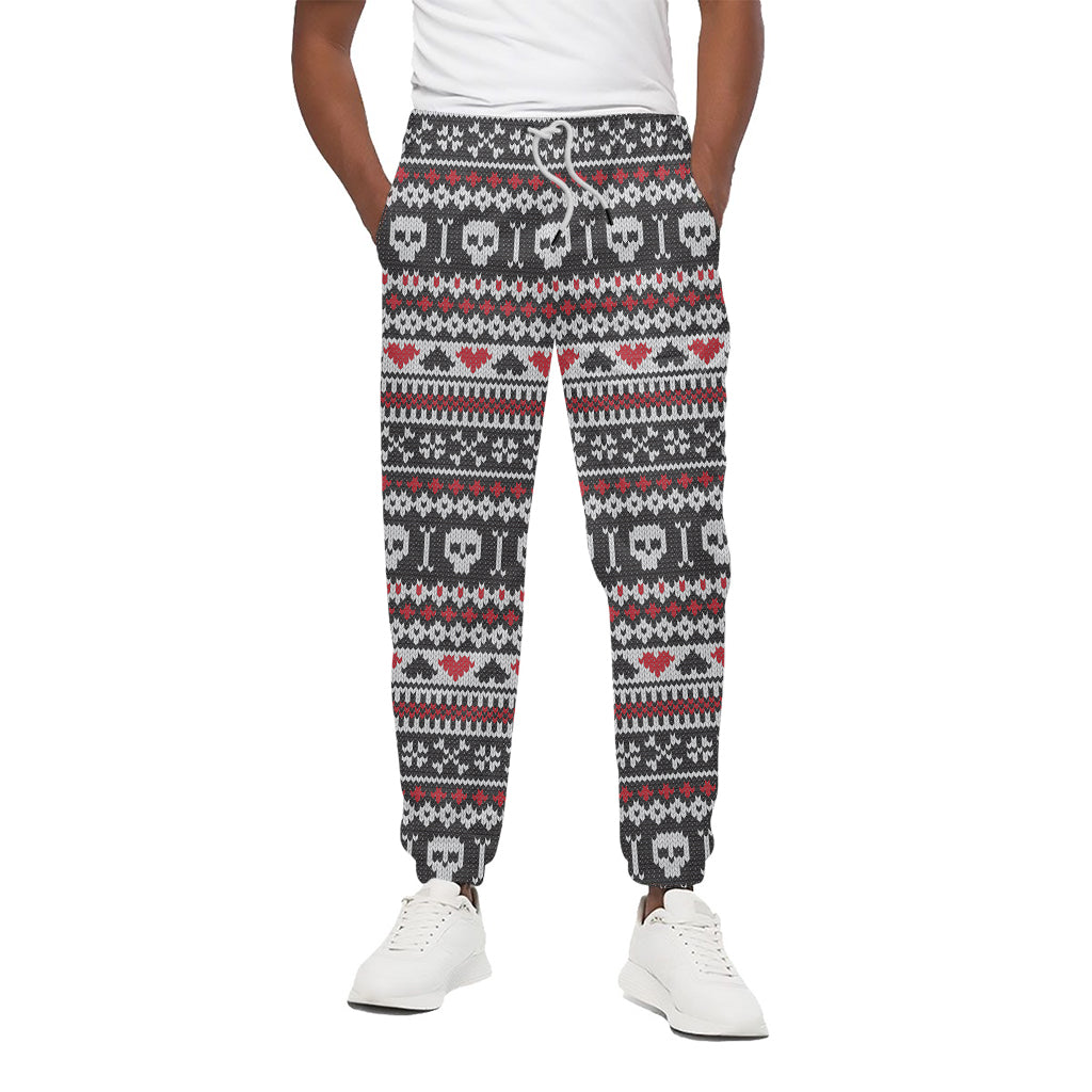 Skull Knitted Pattern Print Cotton Pants