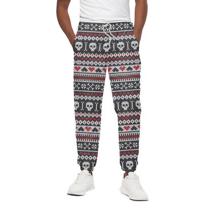 Skull Knitted Pattern Print Cotton Pants