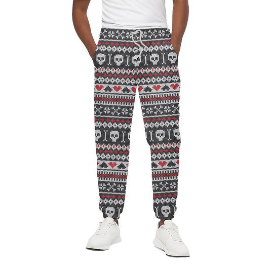 Skull Knitted Pattern Print Cotton Pants