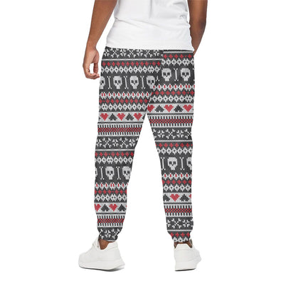 Skull Knitted Pattern Print Cotton Pants