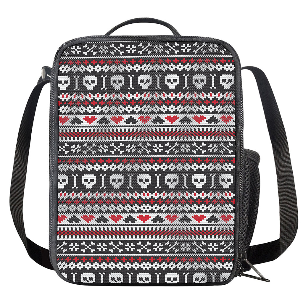 Skull Knitted Pattern Print Crossbody Lunch Bag