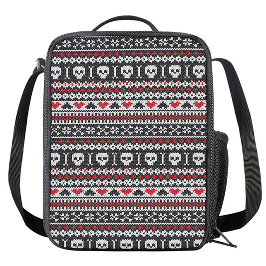Skull Knitted Pattern Print Crossbody Lunch Bag