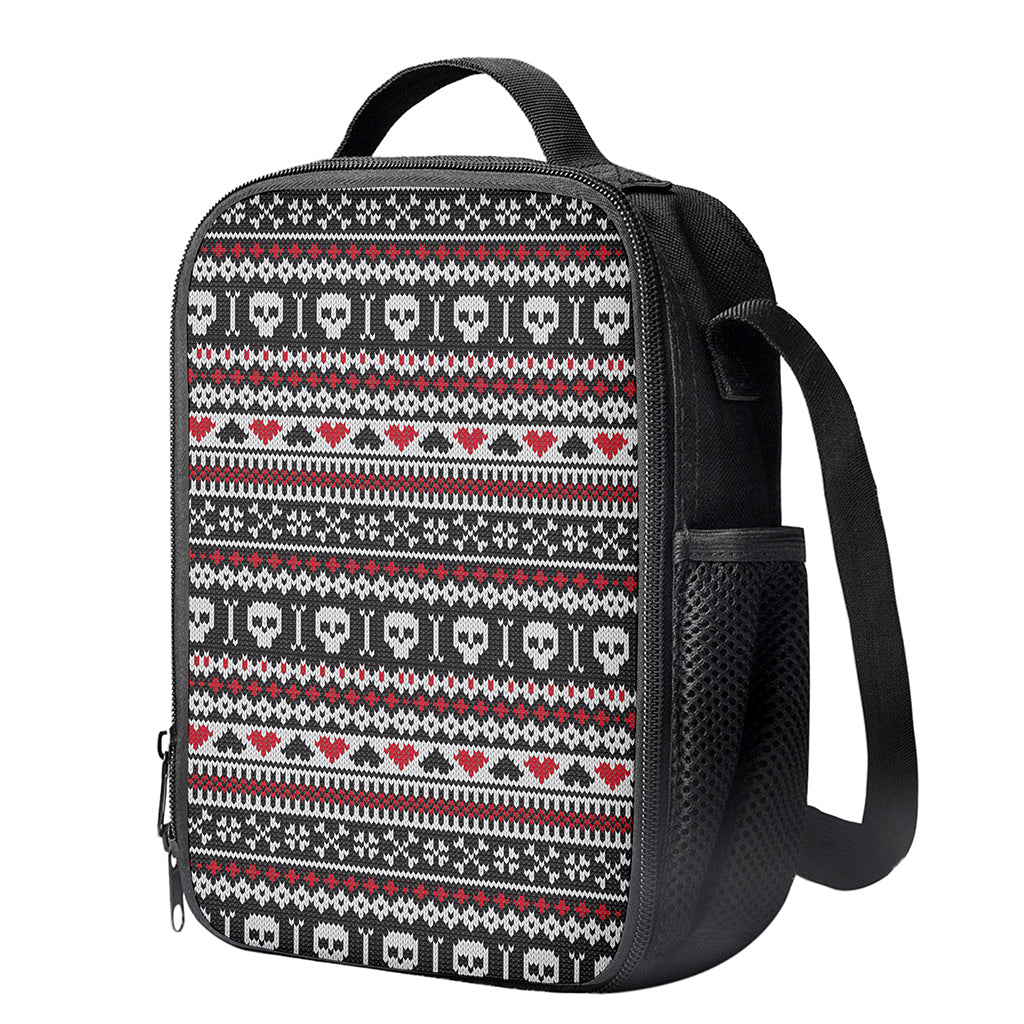 Skull Knitted Pattern Print Crossbody Lunch Bag
