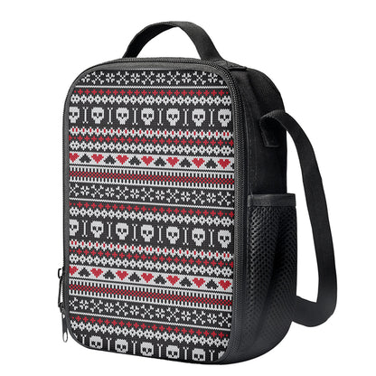 Skull Knitted Pattern Print Crossbody Lunch Bag