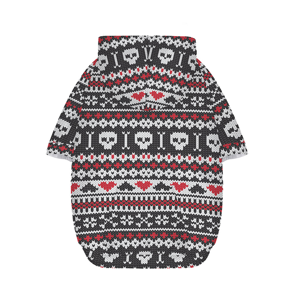 Skull Knitted Pattern Print Dog Zip Up Hoodie
