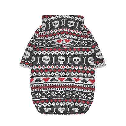 Skull Knitted Pattern Print Dog Zip Up Hoodie