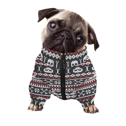 Skull Knitted Pattern Print Dog Zip Up Jacket