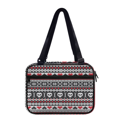 Skull Knitted Pattern Print Double Strap Bible Bag