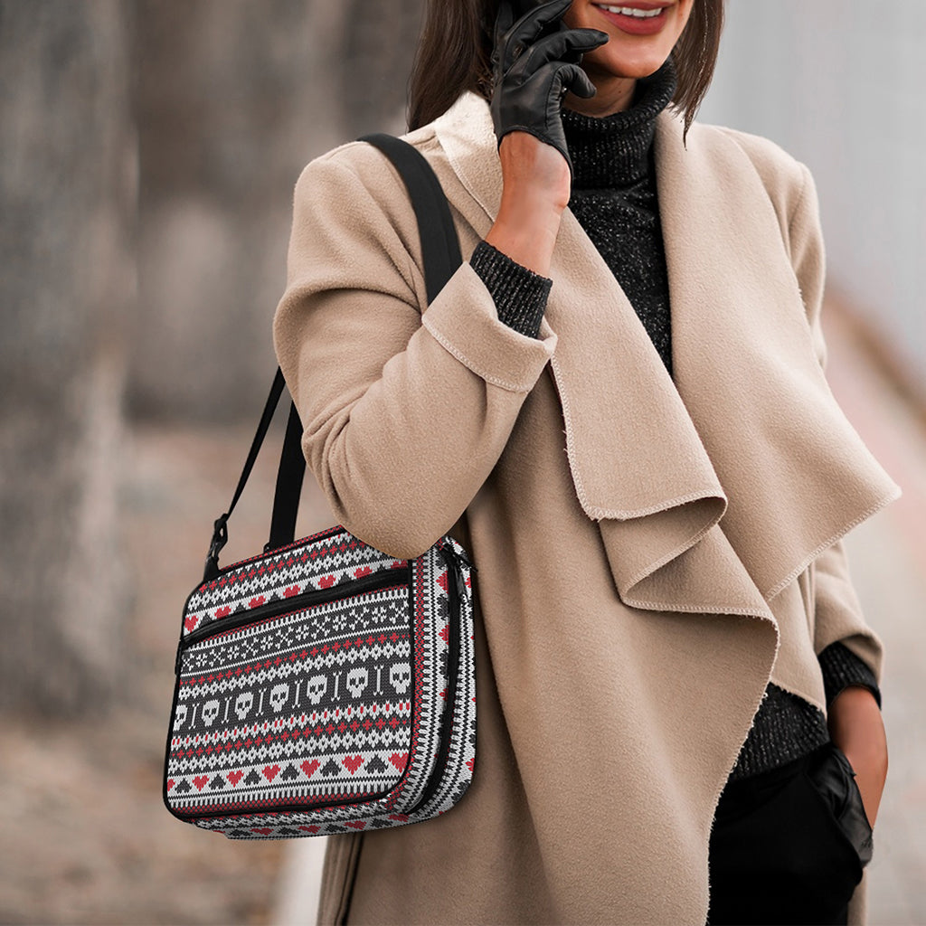 Skull Knitted Pattern Print Double Strap Bible Bag