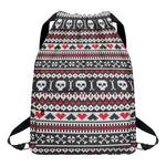 Skull Knitted Pattern Print Drawstring Backpack
