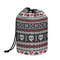 Skull Knitted Pattern Print Drawstring Makeup Bag