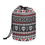Skull Knitted Pattern Print Drawstring Makeup Bag