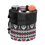 Skull Knitted Pattern Print Drawstring Makeup Bag