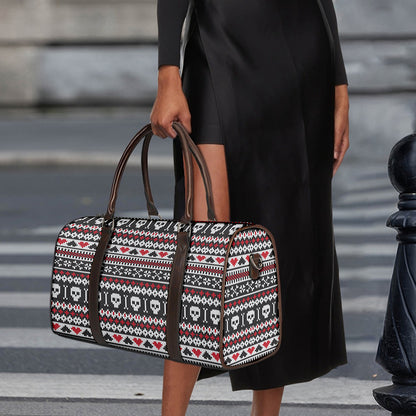 Skull Knitted Pattern Print Duffle Bag